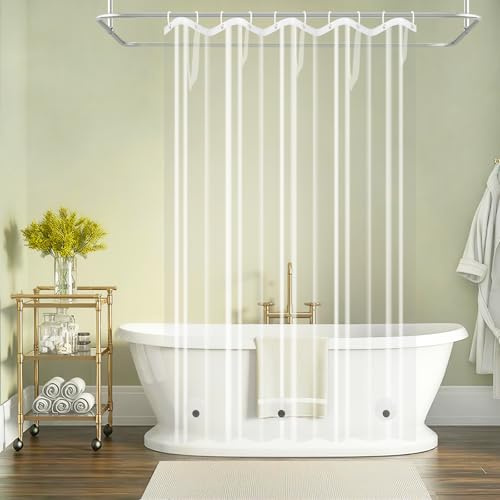Seenus Doublure de rideau de douche courte transparente lestée en PEVA avec 3 grands aimants, sans BPA, 152,4 x 167,6 cm, pour salle de bain