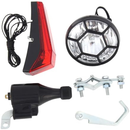 Pegciuho Juego de Luces para Bicicleta Dynamo con Generador de Fricción Motorizado, Instalación Sencilla Universal, Repuestos, Luz Trasera Segura E Impermeable