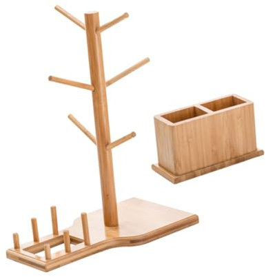 Cabilock Juego De Portavasos De Bambú Soporte Para Tazas De Café Portavasos Para El Hogar + Decoración Decoración Del Hogar Decoración De Muebles Para El Hogar Portavasos Estante