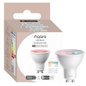 Aqara Lampadina LED T2 GU10 Thread/Zigbee, Bianco Regolabile (2000 K-9000 K), RGB con 16 Milioni di Colori, Equivalente 30 W, Matter, Compatibile con HomeKit, Alexa, Google e Altro