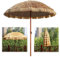 Sombrilla de patio al aire libre impermeable de 140 cm de altura ajustable con toldo redondo de paja para jardín, terraza, sombreado