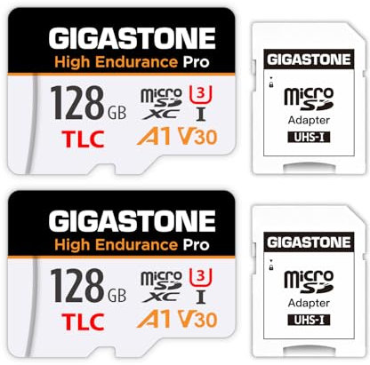 [5 Years Free Data Recovery] GIGASTONE 128GB MicroSD Card Set of 2, High Endurance Pro, Up to 100MB/s, Compatible Redtiger Rove Viofo VANTRUE PRUVEEO ARIFAYZ DashCam, MicroSDXC UHS-I A1 V30 U3