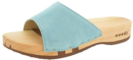 woody Damen Heidi Clog Pantolette, Baby Blue, Größe 38
