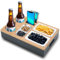 Couchbar Snackbox Grau Mit Snackschalen Aus Edelstahl Sofa Tablett Geeignet für Wohnzimmer, Sofa, Garten, Picknickparty