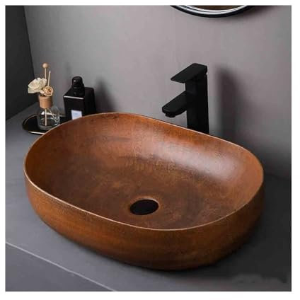 WANGHAI-666 Baño Lavabo Lavabo de Pedestal Vintage de cerámica Grande for baño Interior y Exterior con Accesorios for Patio Fregadero del baño