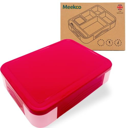 Meekco Adult & Kids Lunch Box with Compartments – Large Capacity, Leakproof, BPA-Free, Heat Resistant, Microwave & Dishwasher Safe Snack Box – Bento Box with Cutlery & Separate Pot from UK Seller