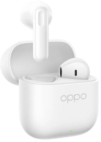 OPPO Enco Buds3 True Wireless Earbuds, 48-hour Battery Life, 12.4mm Dynamic Driver Unit, Bluetooth 5.4, Touch Controls, Passive Noise Cancellation, Compatible with Android and iOS, IP55, White