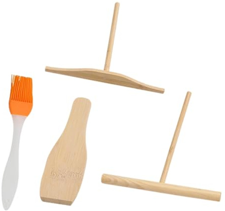 JYNXOR Spatule Crepe,4 Pièces Spatules Crêpes Bois,épandeur Poussoir Crêpe Râteau,Ensemble Retourneur de Crêpes et Etaleur de Pâte,Outil pour étaler Les Crêpe