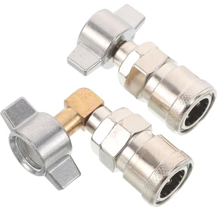 PRETYZOOM 2pcs Truck Air Coupler Quick Connect Fittings Kit with Straight and Elbow Valve for High Pressure Pneumatic Tool Hose Connector Compatible with Compressor and Air Duster