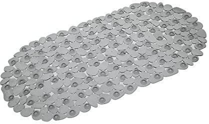 Blue Canyon Pebble Nonslip PVC Bath Mats, Quick Dry Bath Rug with Suction Pads & Drain Holes, Mildew Resistant Vinyl Bathroom Accessory, Durable Bath Rug Runner 69 x 36 cm – Clear