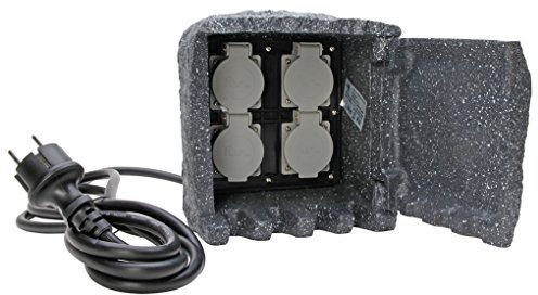 Kopp Energiestation Steinoptik mit 4 Steckdosen und 3 m Gummikabel, 1 Stück, grau, 145313012