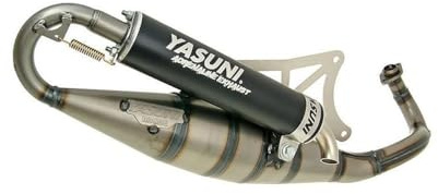 Auspuff YASUNI Scooter R schwarz - GILERA Runner SP 50 (ab Bj. 2005) | Roller-Sportauspuff, 50ccm, mit Straßenzulassung; kompatibel mit PIAGGIO Diesis 50, Fly 50 und GILERA DNA 50 C27 2T LC 00-05