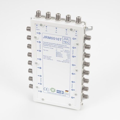 JULTEC JRM0516T Multischalter 5/16 für 16 Teilnehmer Receivergespeist ohne Strom/Stromanschluss, Druckgussgehäuse, Neueste Generation