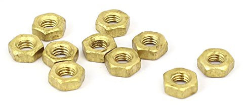 sourcingmap M3 Brass Finished Metric Hex Nut Fastener Brass Tone 10pcs