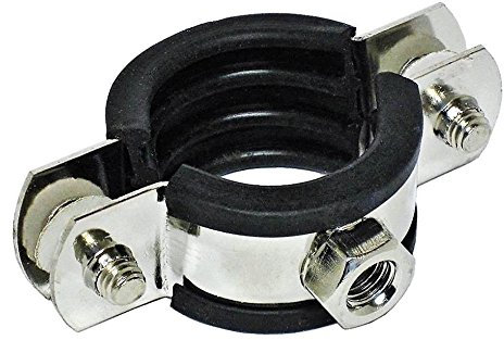 rohrfix-24 Edelstahl Rohrschelle V4A mit Gummieinlage 57-61 mm / 2'' Schwarz