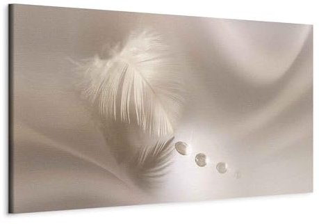 murando - Wandbilder XXL Feder 150x50 cm 1 tlg Wand Deko Leinwand Bilder Groß Wanddeko Wohnzimmer Schlafzimmer Kunstdrucke - Abstrakt Wassertropfen Digital b-C-0160-b-a