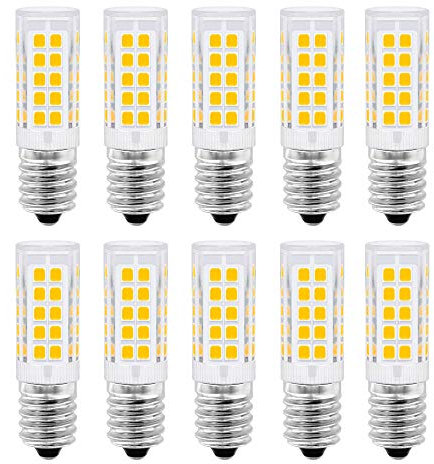 HUAMu E14 Bombilla LED, 5 vatios equivalente a 50 vatios, blanco cálido 3000K para campana extractora, 500 lúmenes, AC220-230V, no regulable, tornillo Edison pequeño 2835SMD lámpara 10PCS ...
