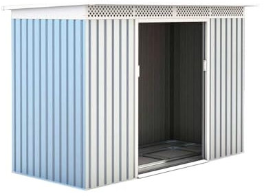 Gardiun Abri de Jardin en Métal Rutland Silver 3,93 m² 142x277x184 cm Ext. Acier Galvanisé Argent/Blanc