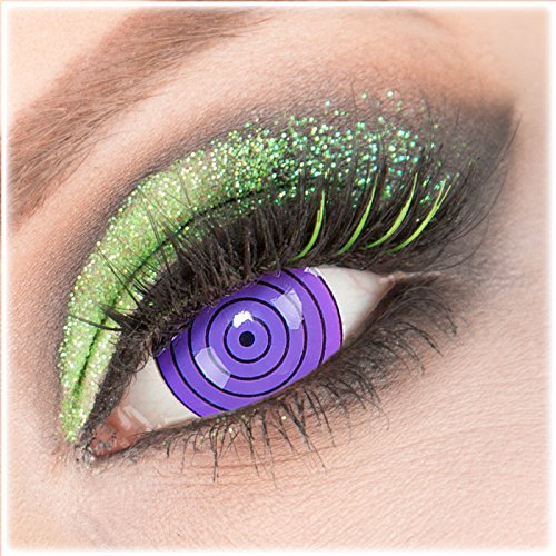 Farbige violette 'Violet Rinnegan' Mini Sclera Kontaktlinsen ohne Stärke 1 Paar Crazy Fun 17 mm mit Behälter zu Fasching Karneval Halloween - Topqualität von 'Giftauge'