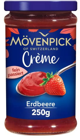 Mövenpick Gourmet-Crème Erdbeere, Premium Fruchtaufstrich ohne Stücke und ohne Kerne, 250g (1er Pack)