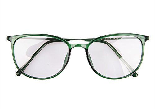 JINTN Ultraleichter Nerd Brille Ohne Stärke Flacher Spiegel Lesebrille Sonnenbrille Vintage Look klare Linse für Damen und Herren