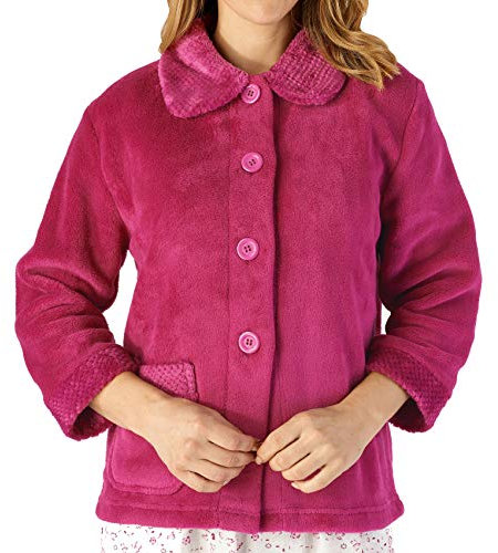 Slenderella Ladies Mini Waffle Bed Jacket BJ4300 Raspberry 2XL