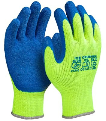 Colorus 12 x Profi Arbeitshandschuhe Gr. 9 (L) | Gefütterte Winter Handschuhe | Gartenhandschuhe Forsthandschuhe | Arbeitshandschuhe Winter mit Latex Beschichtung | 12 Paar Winterhandschuhe Arbeit