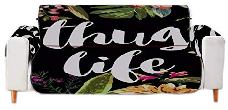 A.Monamour Sofabezug Sofaüberwurf Sesselschoner Tropische Blätter Blumen Schläger Leben Vintage Blumen Schwarz Samt Stuhl Abdeckung Sofa Abdeckung Sofaschoner Sofahusse Sofaschonbezug Sofaschutz