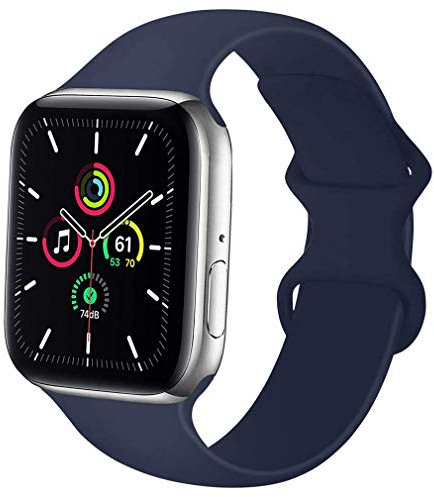 Lerxiuer Watch Strap 38mm 42mm 40mm 44mm 41mm 45mm Soft Silicone Band Replacement Wrist Strap Compatible with Apple Watch Series 7 6 SE Series 5 4 3 2,Midnight blue 42/44/45mm-S/M