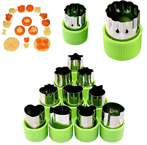 FYSL 12 Pièces Professionnel Mini Emporte-pièces Fruits et Légumes en Acier Inoxydable pour légumes, fleurs, étoile, animaux en forme de cœur, 12 motifs de formes