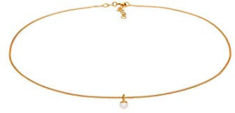 Elli Choker Kette Damen Silber 925 Vergoldet 24K Perle Anhänger Schmuck Geschenke für Frauen Halskette Mädchen Mama Freundin, Silberkette Länge 36 cm