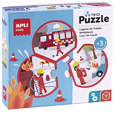 APLI Kids 18822 Trio Professions - Enthält 8 Puzzles à 3, 24 Teile Größe Ø 9 cm