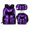 NETILGEN Schulranzen Set 3pcs Lila Neon Wolf Student Bookbag Und Lunch Bag Für Kinder Mädchen Jungen Rucksack Mit Federmäppchen Reisen Wandern Outdoor Picknick