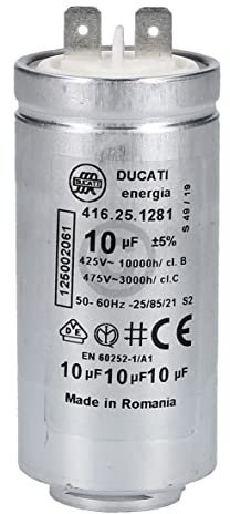 Condenser 10µF Compatible with AEG 125002061/5 for Tumble Dryer Washer Dryer