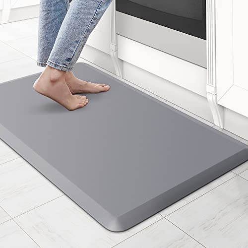 KitchenClouds Kitchen Mat Cushioned Anti Fatigue Rug 17.3x28 Waterproof Non Slip Standing Desk Mat Comfort Floor Mats for Kitchen House Sink Office (Grey)