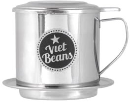 VietBeans Filtre Vietnamien Phin - Passoire à Café - Presse Pour 1 Tasse - Réutilisable en Acier Inoxydable - 100 ml