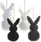 Logbuch-Verlag 4 Osteranhänger Hasen mit Schnur zum Aufhängen Deko Ostern Osterhasen schwarz weiß 15 cm gepunktet Geschenk