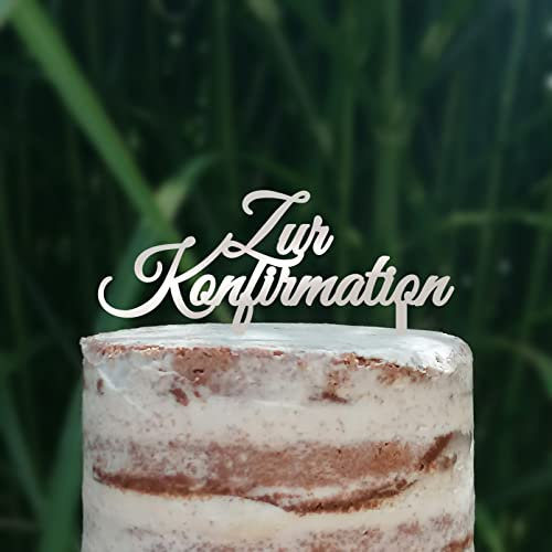 Cake Topper (Zur Konfirmation) Acryl/Holz, Tortenstecker, Torte, Kuchen, Stecker, Deko, Caketopper (Silber)