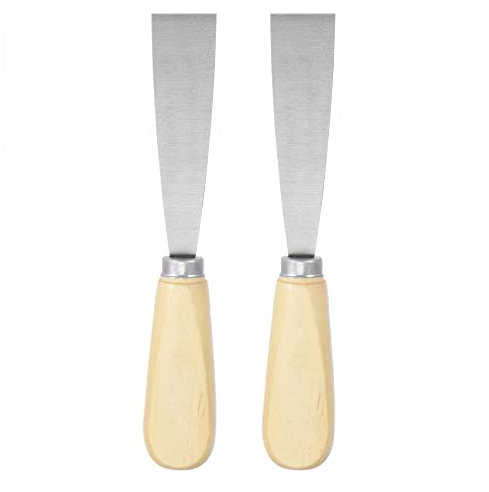 sourcing map Putty Knife 1 Carbon Steel Scraper Wooden Handle for Spreading Drywall, Taping 2Pcs