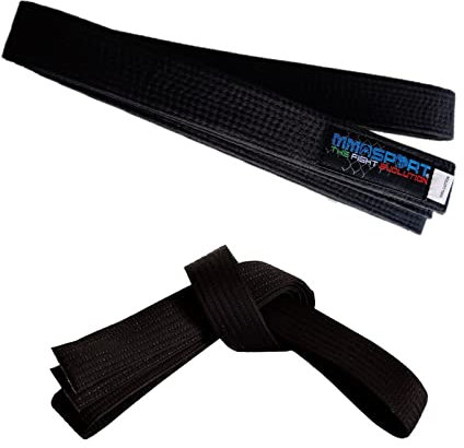 mmasport Cintura Karate Belt Judo Aikido Taekwondo Arti Marziali in Cotone (300 cm, Nera)