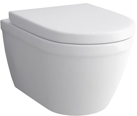 Alpenberger Hänge WC Toilette Kurz 48 cm | Kloschüssel Wandhängend | Wand WC Spülrandlos mit Nano | WC Set mit Softclose WC Deckel aus Duroplast | Passend Geberit