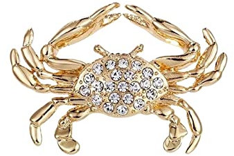 Broche bijou signe du zodiaque cancer en acier doré.