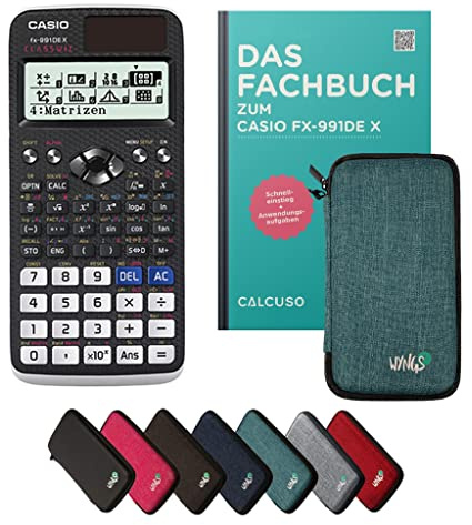 Casio fx-991DE X inkl. Schutztasche Türkis & Fachbuch (128 Seiten, DIN A5) – Wissenschaftlicher Rechner – Smart Set