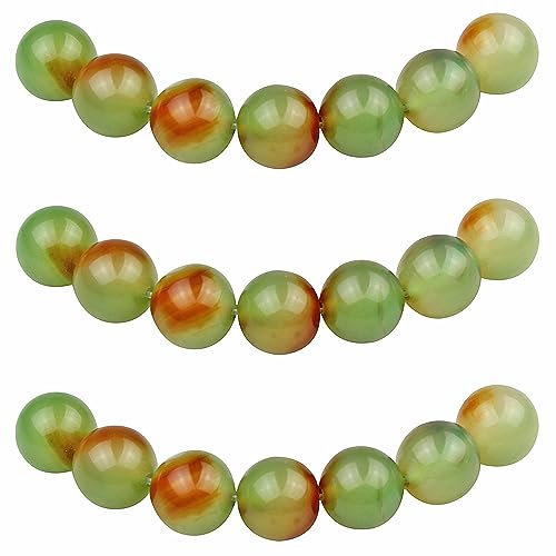 MJDCB Perlen zum Auffädeln 6mm 60 stück Rot Grün Pfauen Achat Halbedelsteine Perlen mit Loch Natürliche Lose Runde Steinperlen für Herstellung Schmuck Armbänder Halsketten