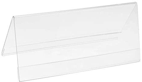 PATIKIL 7 x 3.12inch Acrylic Name Plate Holders Desk Sign Frame,10Pcs Transparent Name Tent Holders, Table Display for Table Menu Card Holders Triangle Conference Card Holder