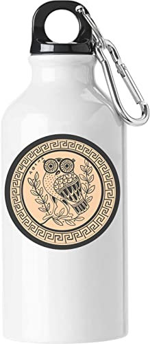 Ancient Athenian Amphora Owl Bouteille d'eau touristique avec mousqueton Blanc 500ml
