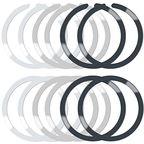 12 Pcs Magnetic Wireless Charging Metal Ring with Sticker, 2 Styles, Universal Ultra Thin Notched and Round Ring Conversion Kit Compatible with MagSafe iPhone 13 12 Pro Mini Max Galaxy S21, 3 Colors