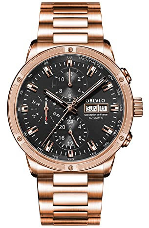 OBLVLO Luxus-Markenuhr für Herren, automatische mechanische Uhr, Stahl, Datum, wasserdicht, lässig, CM2, CM2-PBP, Business