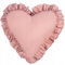 PIMKO Cuscino a forma di cuore con volant, con volant, cuscino decorativo, cuscino per divano, con federa e imbottitura, 45 x 50 cm (rosa)