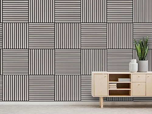 JANGAL Modular Wall Akustikpaneel, Echtholz Furnier Eiche (52x52 cm), Modulares Wandpaneel, mit recyceltem PET-Filz, zum Kleben oder Schrauben, Wandverkleidung, Wand Deko (Oulanka Oak Furnier)